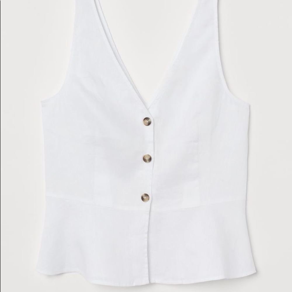 COPY - H&M V-neck Linen Peplum vest Top